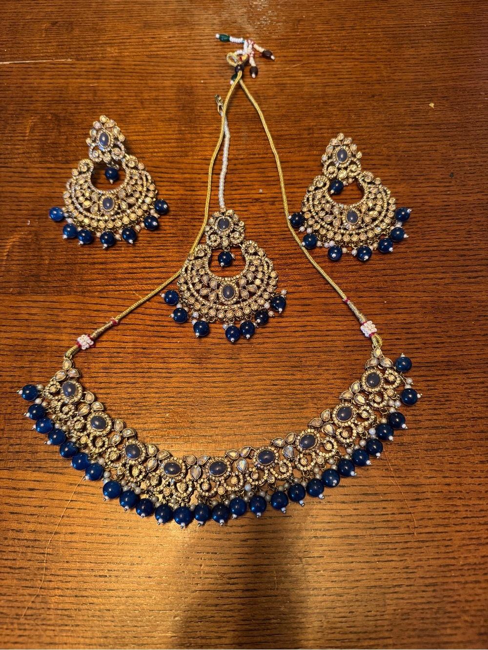 Gold and Navy Blue Tr Women’s Indian Jewelry Set